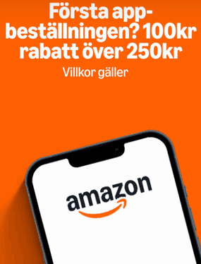 100 kr rabatt på första beställningen över 250 kr hos Amazon