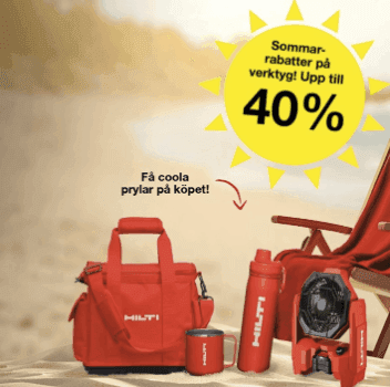 Upp till 40 % rabatt på verktyg hos Hilti