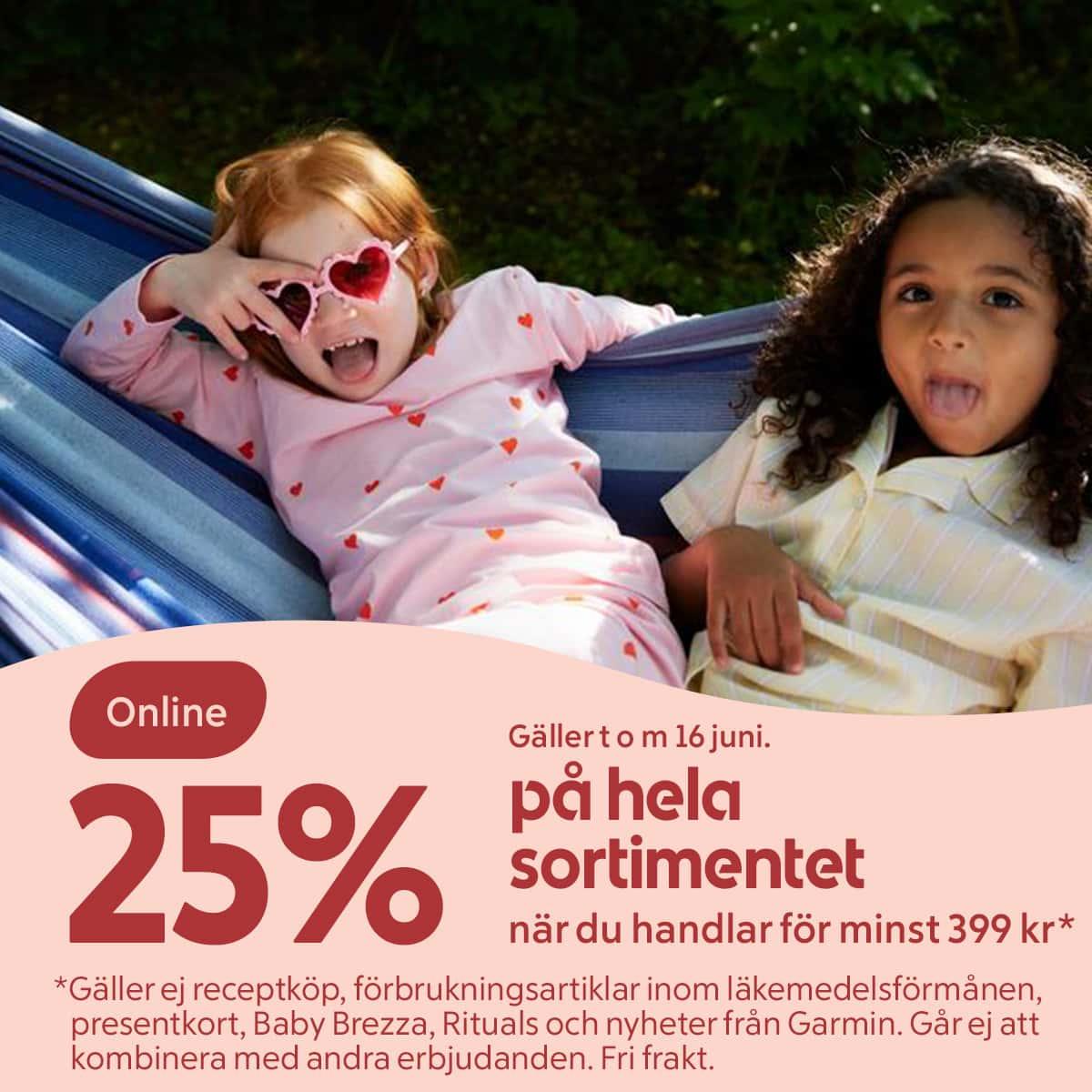 25 % på allt hos Apotek Hjärtat vid köp för minst 399 kr