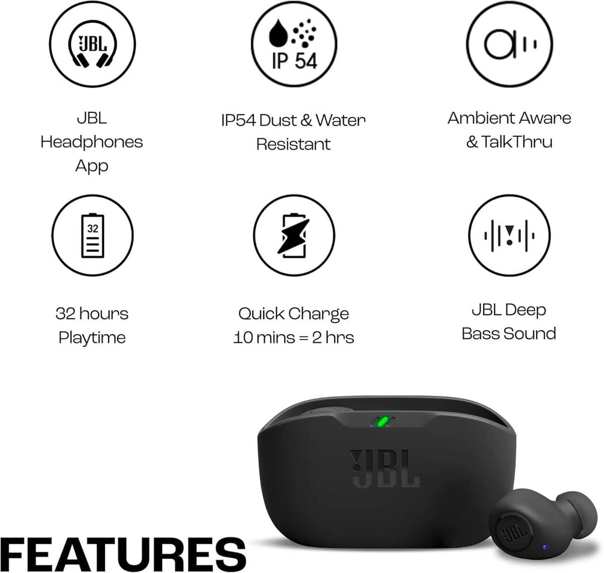JBL Wave Wirelessöronsnäckor med kraftfull bas