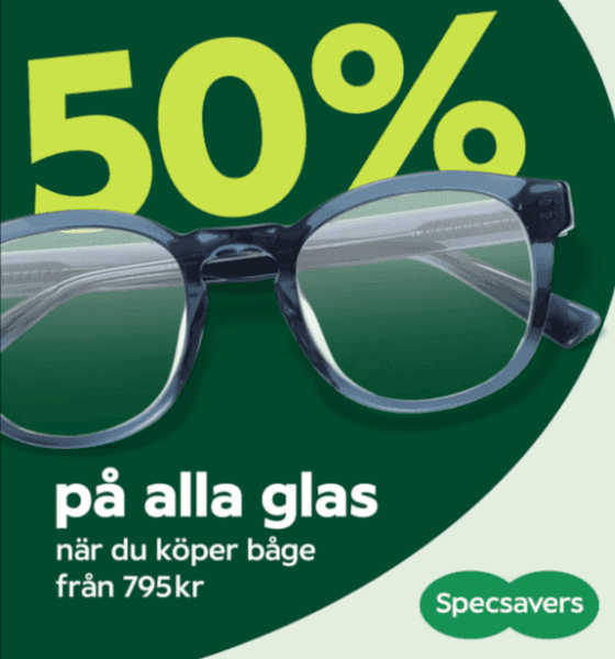 50 % på alla glas vid köp av båge från 795 kr hos Specsavers