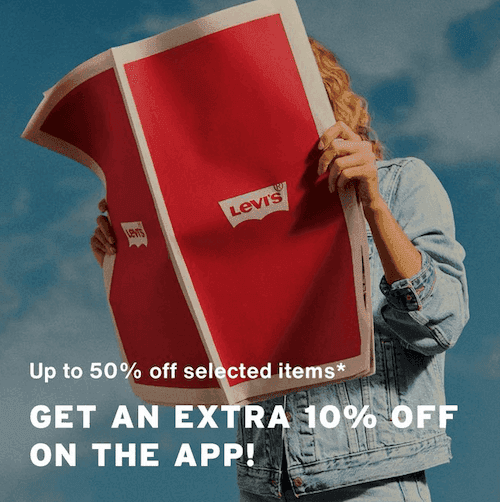 10 % extra på rean i Levi´s app