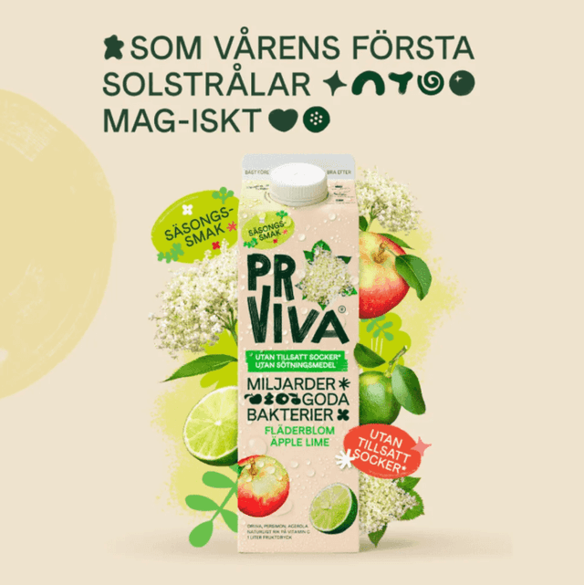 5 kr cashback på ProViva Fläderblom, Äpple & Lime.
