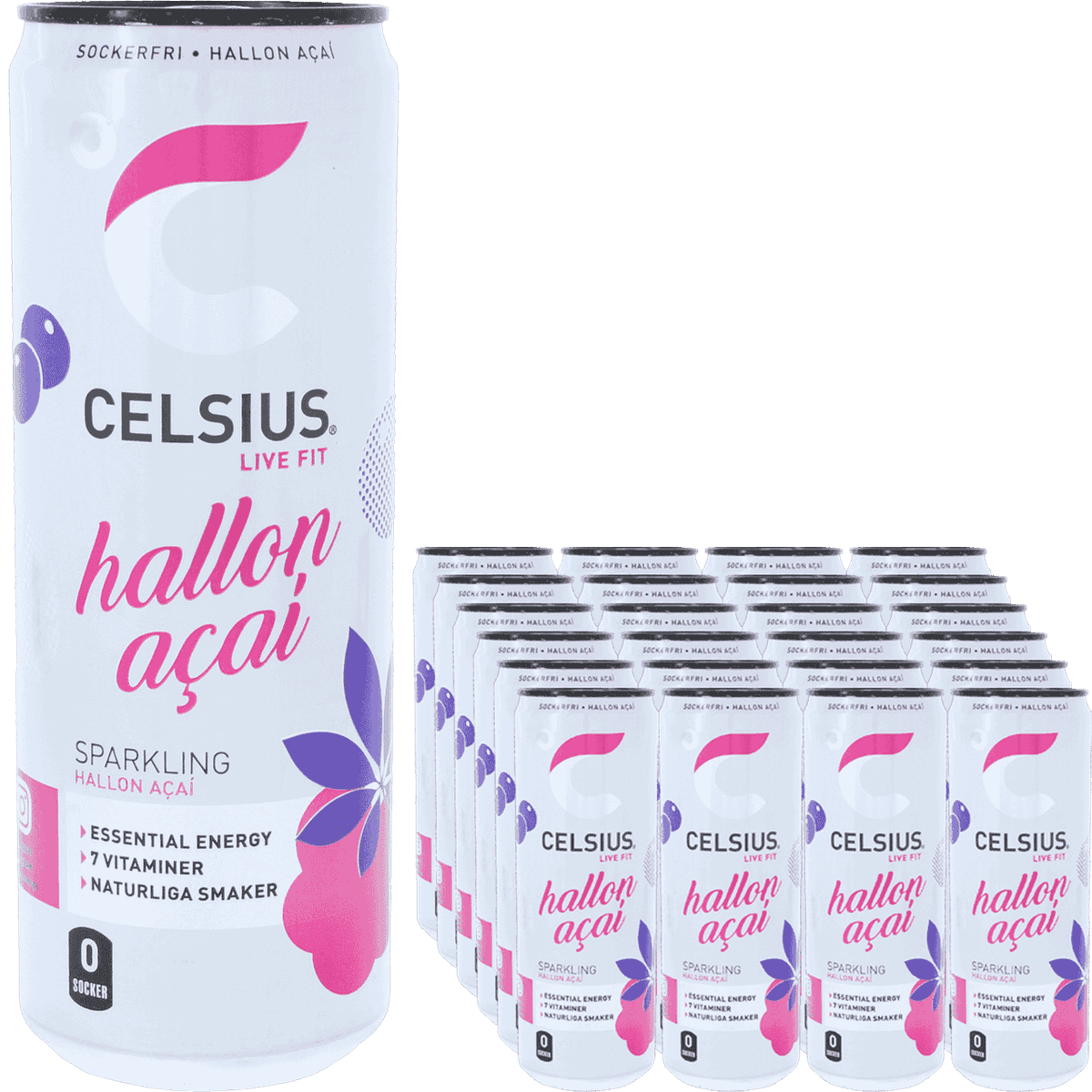 Celsius Hallon Açaí energidryck 24-pack, 355 ml