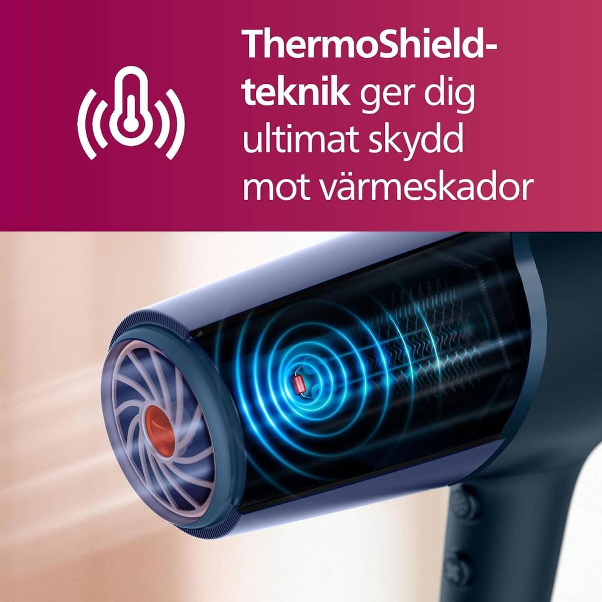 Philips hårtork i 5000-serien med ThermoShield-teknik