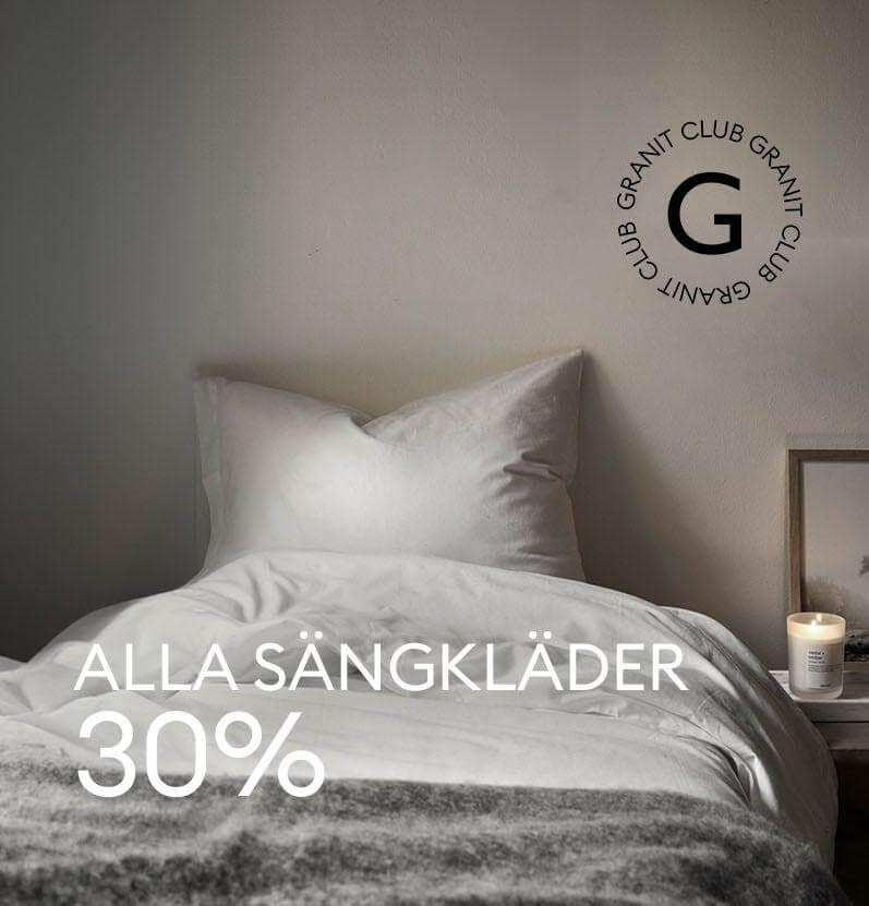 Få 30% rabatt på alla sängkläder hos Granit!