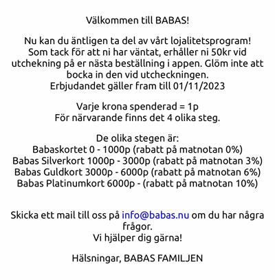 50 kr rabatt på Babas