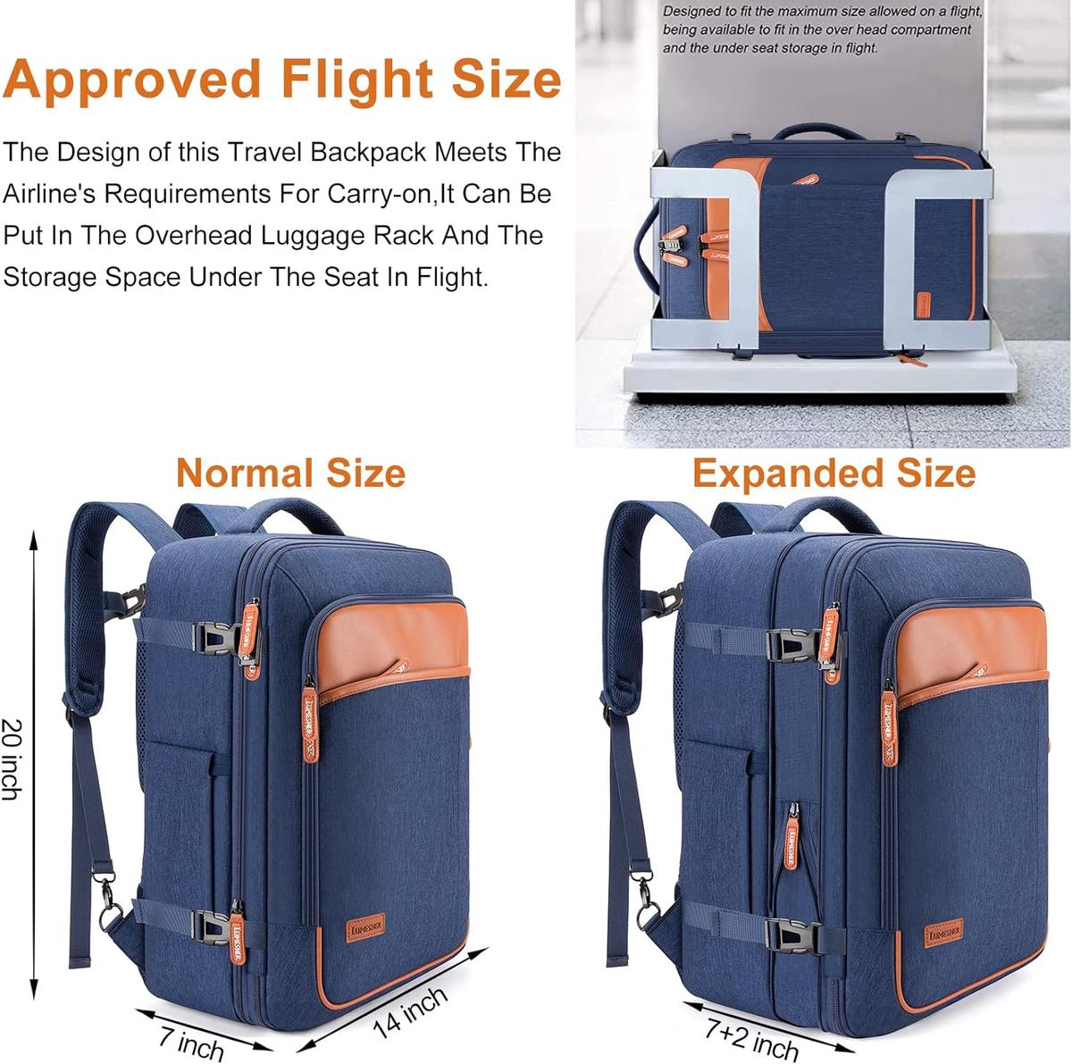 Lumesner Ryggsäck 40L - Flygcertifierad, Expanderbar