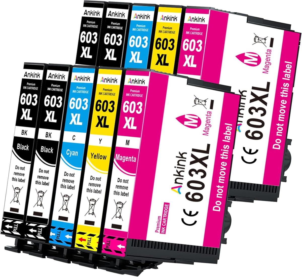 59% ANKINK 603XL Svart & Färgpatroner 10-Pack