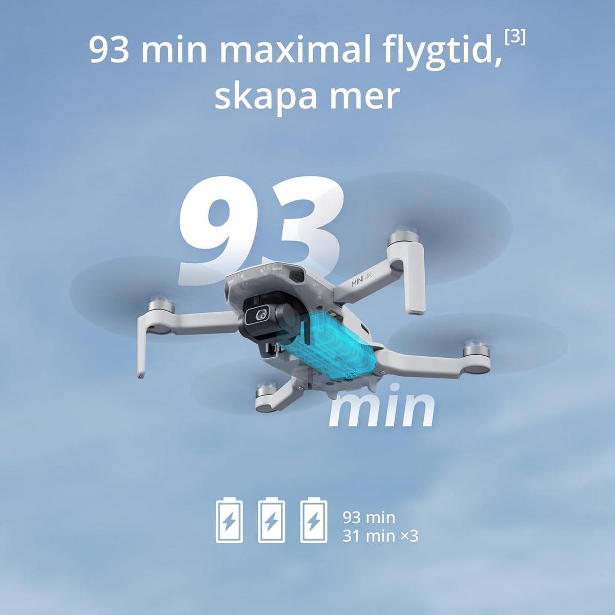 DJI Mini 4K Combo Drönare med 3 Batterier
