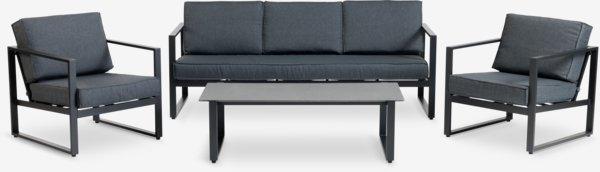 VONGE 5-sits svart loungeset