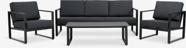 VONGE 5-sits svart loungeset
