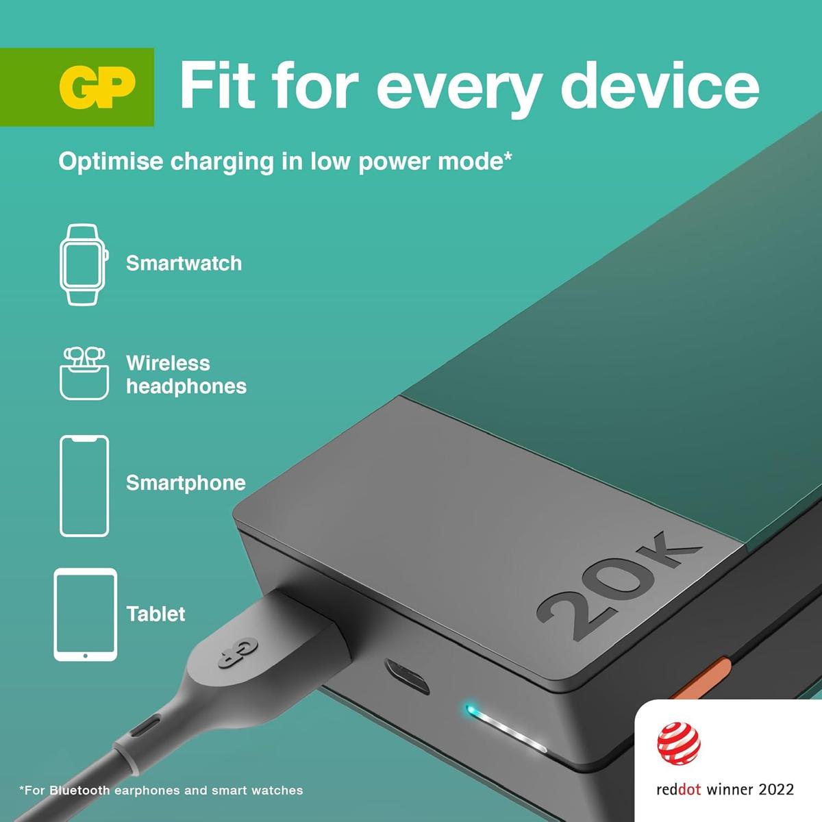 Powerbank 20000mAh USB-C Snabbladdning - Grön