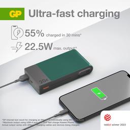 Powerbank 20000mAh USB-C Snabbladdning - Grön