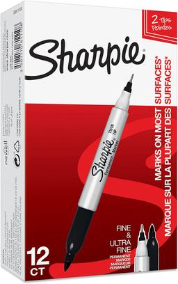 Sharpie Twin-Tip Black Markers, 12-Pack