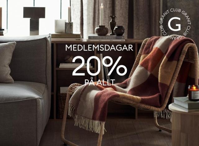Medlemsdagar hos Granit - 20% rabatt på allt!