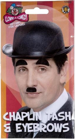 Smiffys Chaplin-stil Mustasch och Ögonbryn