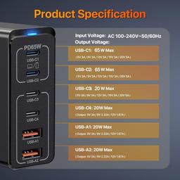 165W GaN 6-Port USB Charging Station