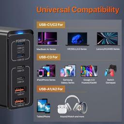 165W GaN 6-Port USB Charging Station