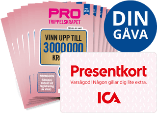 Miljonchans, 400 kr presentkort + stödjer våra pensionärer