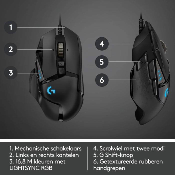 Logitech G502 HERO Gamingmus, 16K Sensor, RGB
