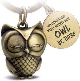 FABACH Owly Engraved Owl Keyring - Antique Bronze