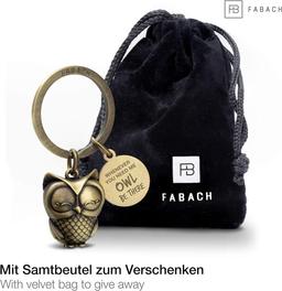 FABACH Owly Engraved Owl Keyring - Antique Bronze