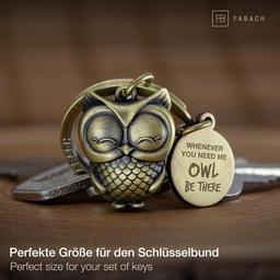 FABACH Owly Engraved Owl Keyring - Antique Bronze