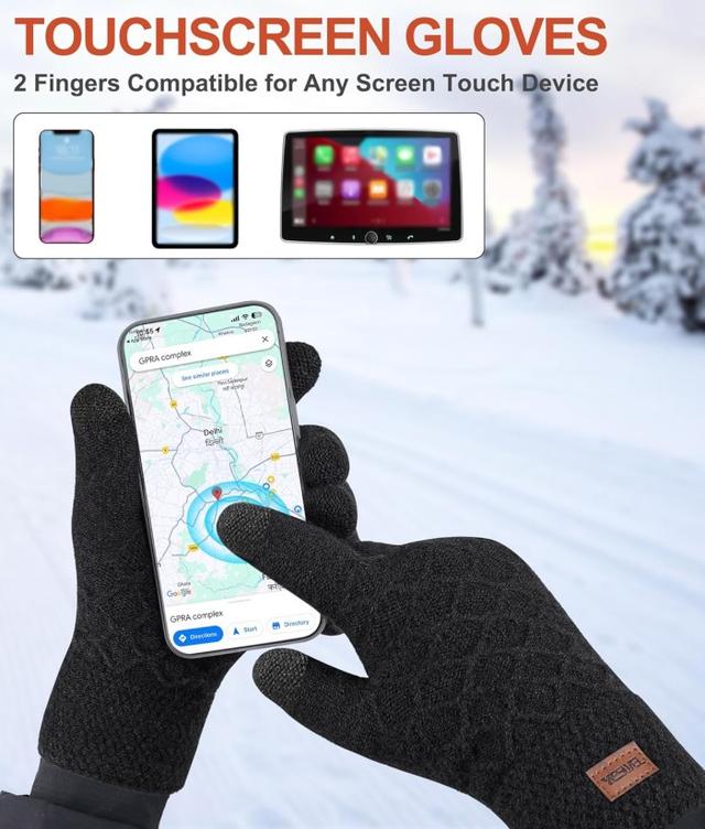 Stickade handskar herr för Touchscreen