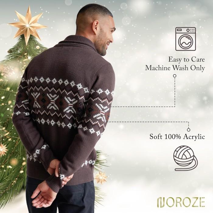 NOROZE Herr Fairisle Julcardigan med knappar