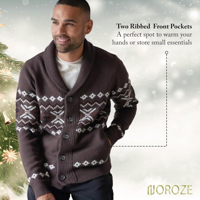 NOROZE Herr Fairisle Julcardigan med knappar