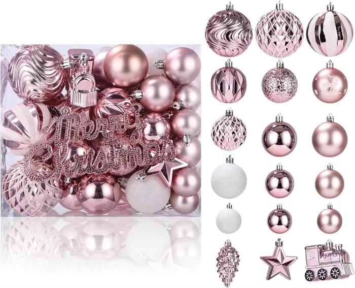65 Sparkly Matte Christmas Bauble Set