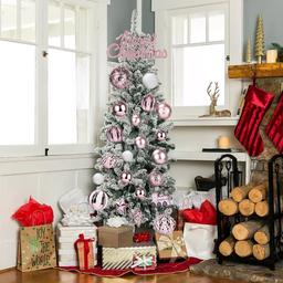 65 Sparkly Matte Christmas Bauble Set