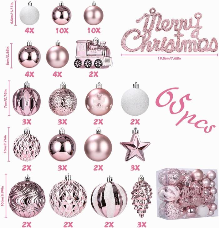 65 Sparkly Matte Christmas Bauble Set