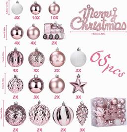 65 Sparkly Matte Christmas Bauble Set