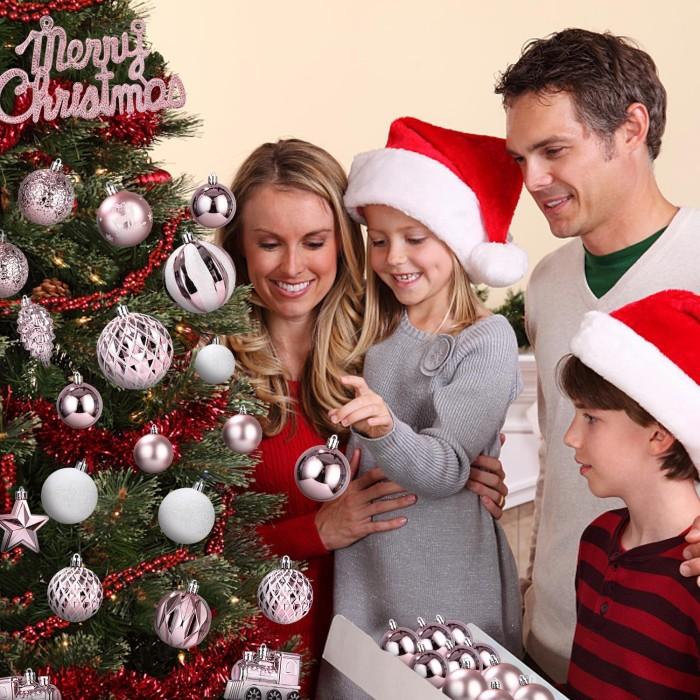 65 Sparkly Matte Christmas Bauble Set