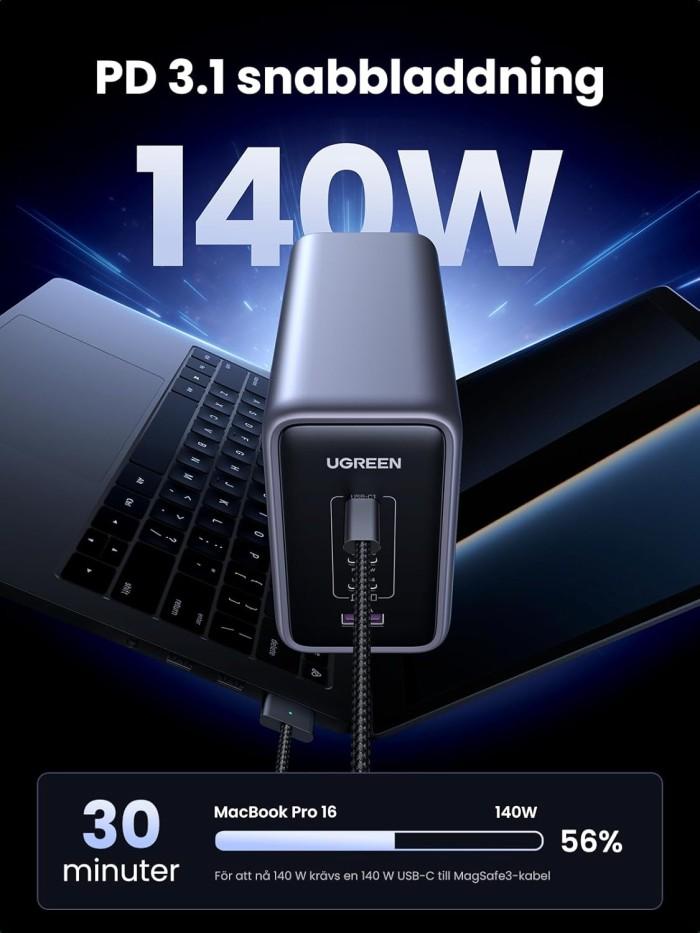 UGREEN Nexode 300W PD 3.1 GaN USB C-laddare
