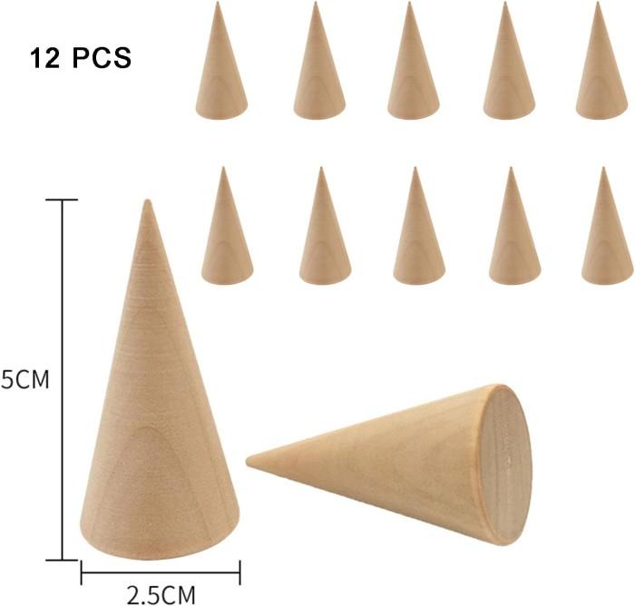Naturlig Träringhållare och Smyckesdisplay Kon