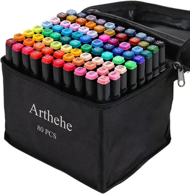Arthehe 80-Färgers graffitipennset med dubbelspets