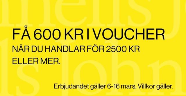 Johnells - få 600 kr i voucher när du handlar för 2500 kr