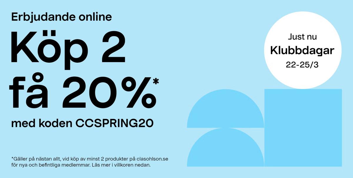 Clas Ohlson - köp 2 och få 20% rabatt