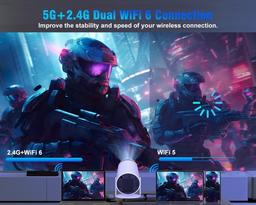 Bärbar 4K Android 11 Miniprojektor med 8000 Lumen