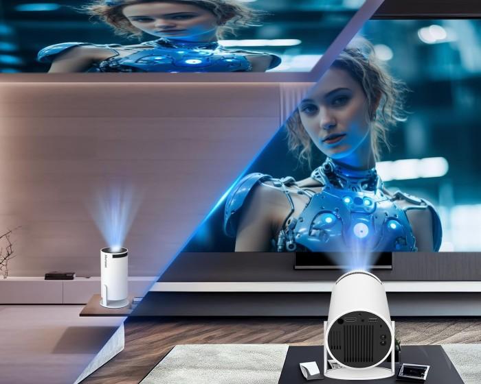 Bärbar 4K Android 11 Miniprojektor med 8000 Lumen