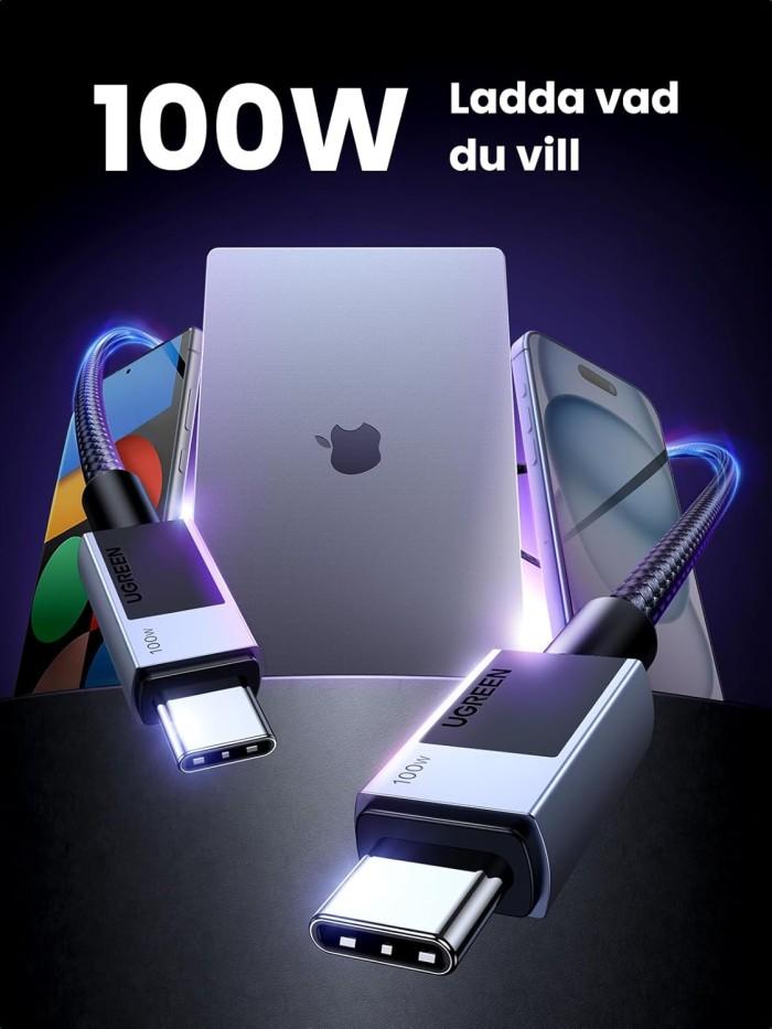 UGREEN 100W USB-C till USB-C PD 3.0 snabbladdningskabel