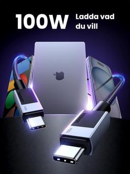 UGREEN 100W USB-C till USB-C PD 3.0 snabbladdningskabel