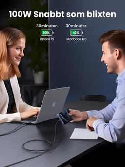 UGREEN 100W USB-C till USB-C PD 3.0 snabbladdningskabel