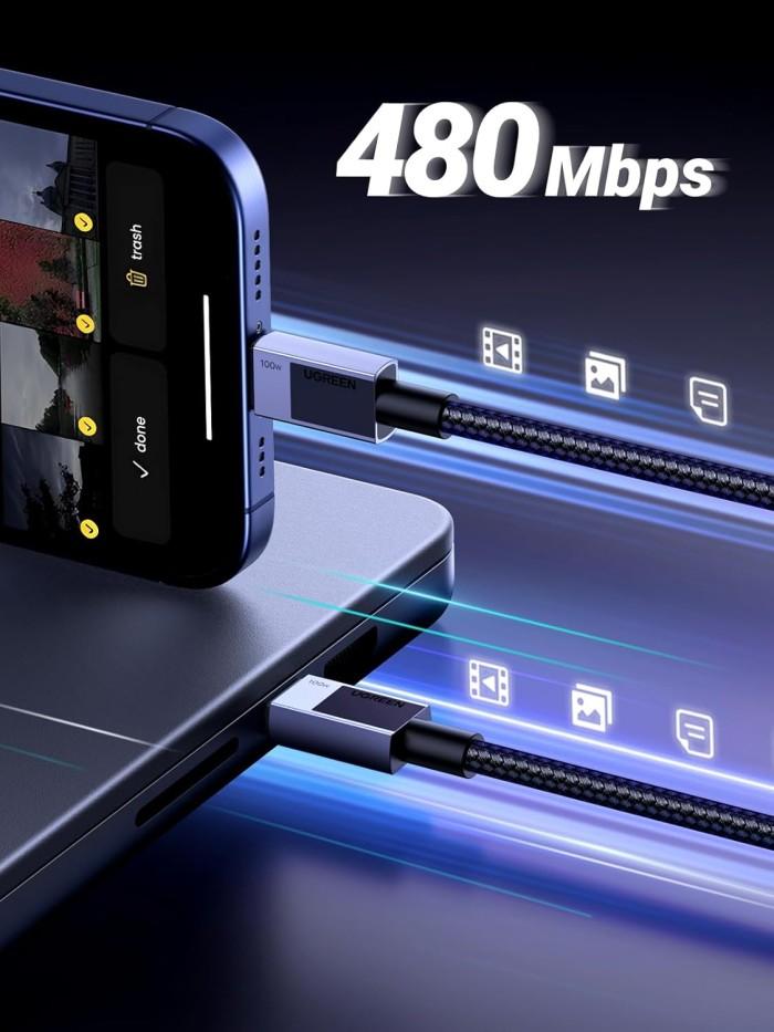 UGREEN 100W USB-C till USB-C PD 3.0 snabbladdningskabel