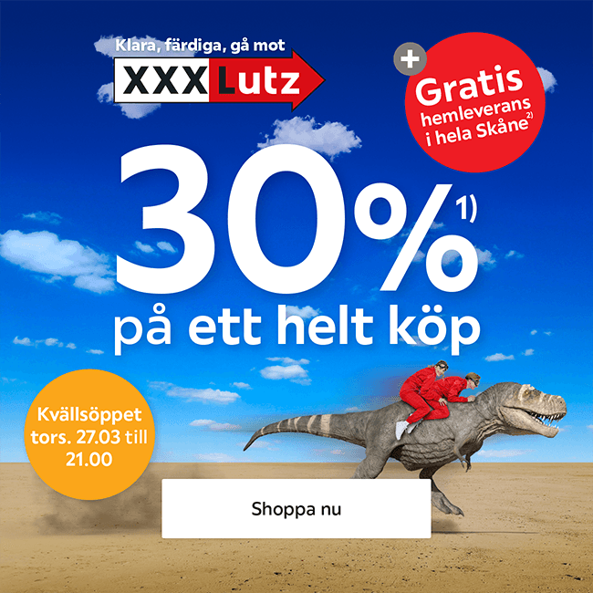 Få 30 % på ett helt köp hos XXXLutz med kvällsöppet 27/3