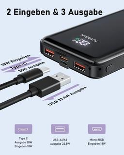 Power Bank 20 000 maH bärbar laddare