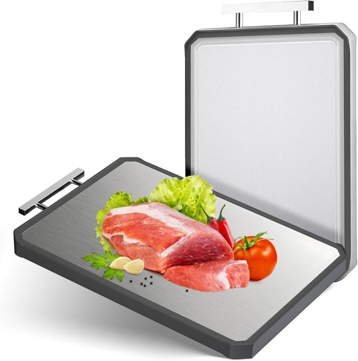 Large Double-Sided Stainless Steel Cutting Board
